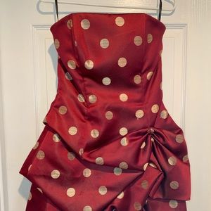 Red & Gold polka dot party dress
